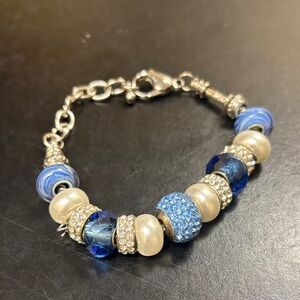 Elegant Blue and Silver Beaded Bracelet